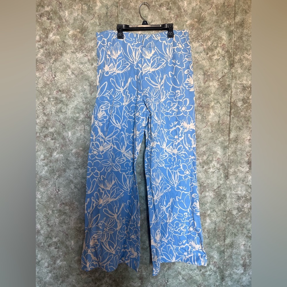 Zara Blue and White Floral Pants - Picture 4 of 6